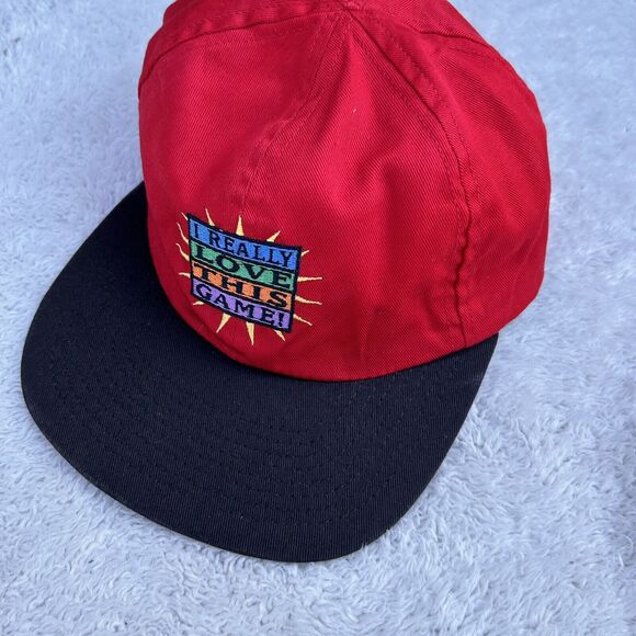 VINTAGE Reversible Sports Hat 90s Cap Stretch Back I Really Hate Love This Game - Picture 1 of 13